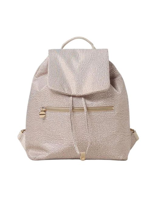 Borbonese Gray Schwarzer Leder Rucksack, Stilvoll & Funktional