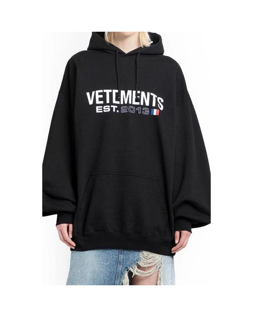 Vetements Black Baumwoll-sweatshirt mit flaggenlogo