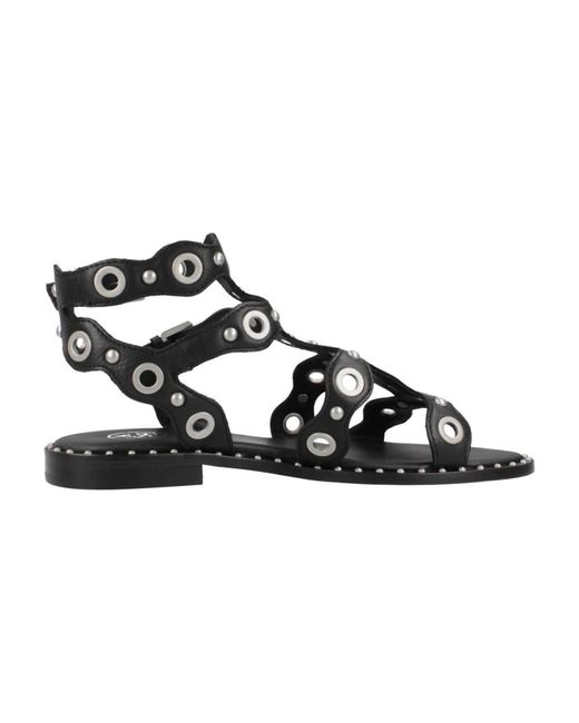 Ash Black Flat Sandals