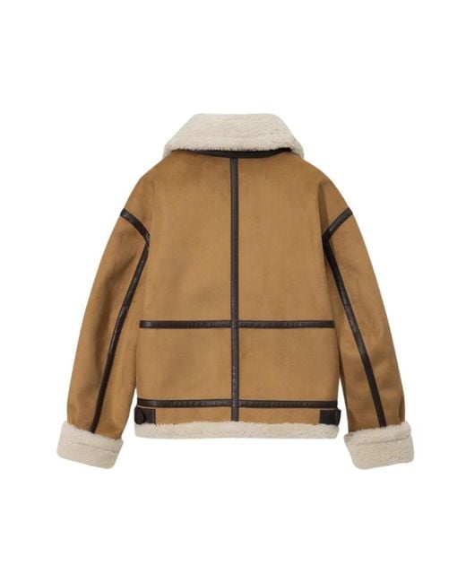 DUNST Loose Fit Line Shearling Jacke in Natural für Herren
