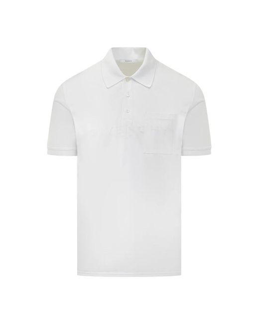 Givenchy Tops ,Wit ,Katoen Polo Van Katoen En Zijde Met Paris Jacquard in het White voor heren