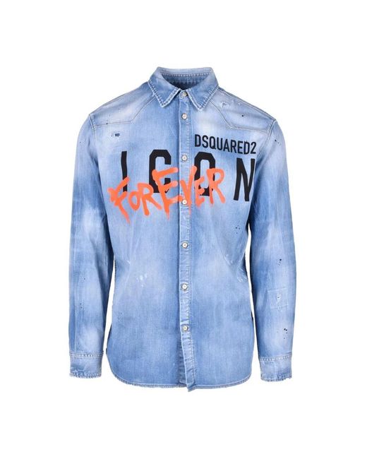 DSquared² Baumwolle elasthan hemd in Blue für Herren