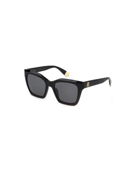 Furla Zwarte Haircalf Vierkante Lens Zonnebril in het Black