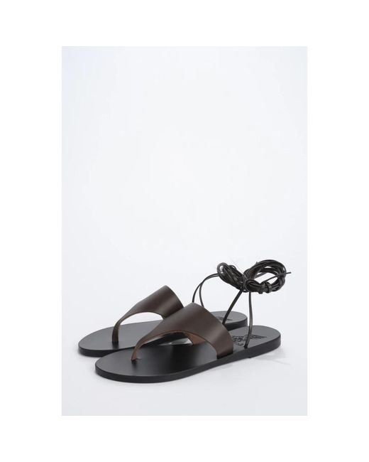 Ancient Greek Sandals Black Flat Sandals