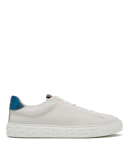 Versace Greca Leder-Sneakers in White für Herren