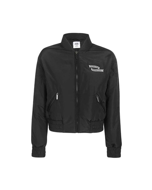 Opening Ceremony Jassen ,Zwart ,Polyester Bomberjack Met Logo Patch in het Black