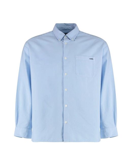A.P.C. Baumwollhemd mit fronttasche in Blue für Herren