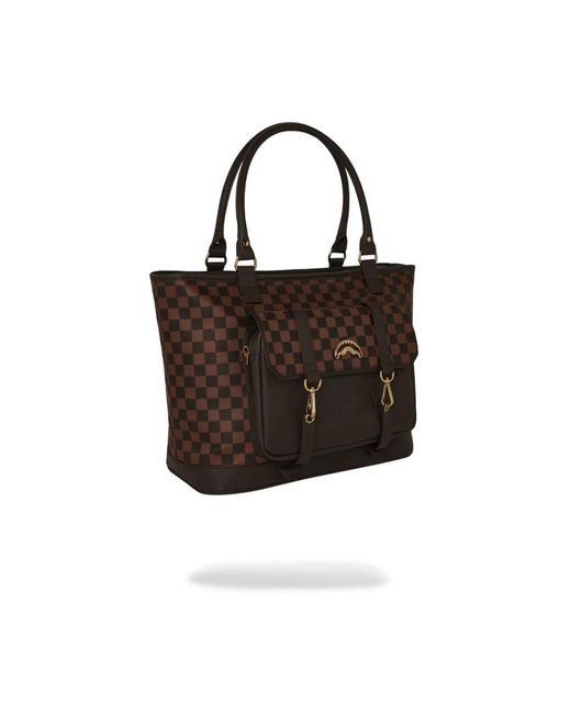 Sprayground Brown Braune Pixel-Geprägte Tote-Tasche