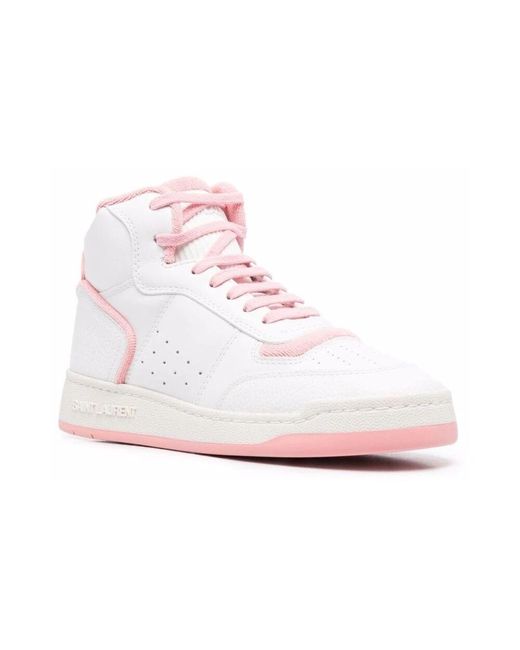 Saint Laurent White Weiße leder-high-top-sneaker
