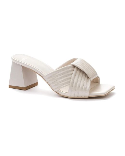 Keddo White Heeled Mules