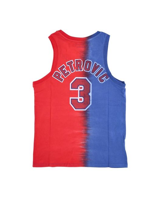 Mitchell & Ness Fitness ,Veelkleurig ,Katoen Nba Tie Dye Tank Petrovic No 3 in het Red voor heren