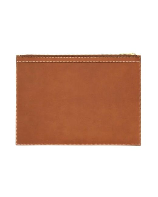 Thom Browne Pebble Grain Medium Document Houder in het Brown
