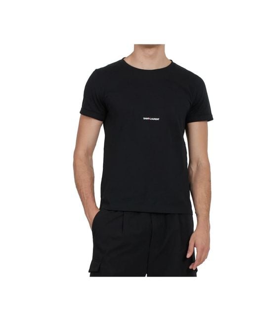 Saint Laurent Zwart T-Shirt Met Logodetail in het Black voor heren