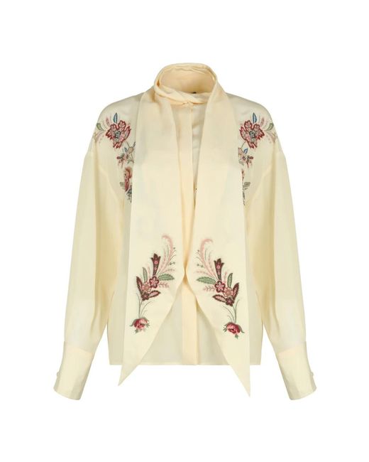 Etro Overhemden ,Zijden Bloes Met Bloemenprint in het Natural