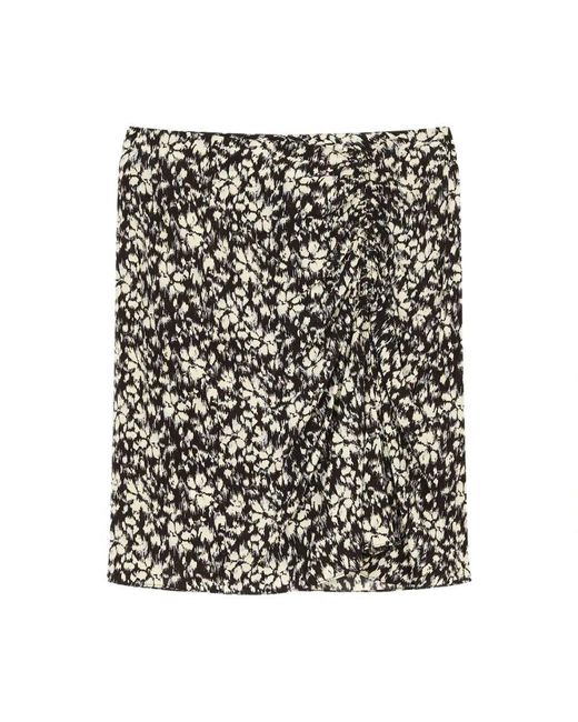 Isabel Marant Black Angelica schwarz/weiß blümchen raffung reißverschluss kleid isabel marant étoile