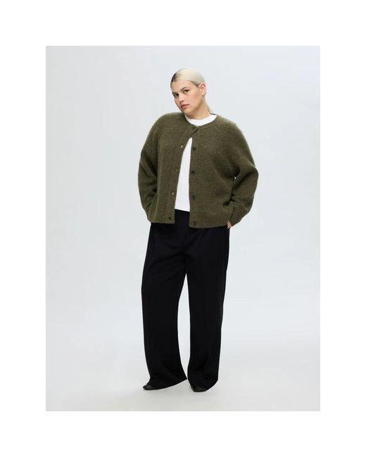 SELECTED Green Grüne Strick-Kurzjacke Mit Knopfverschluss