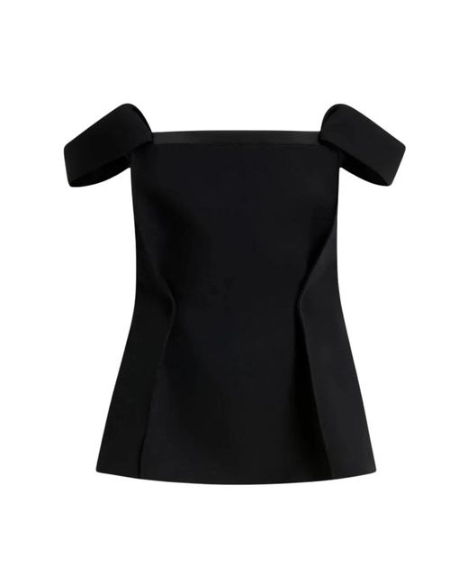 Khaite Black Sleeveless Tops