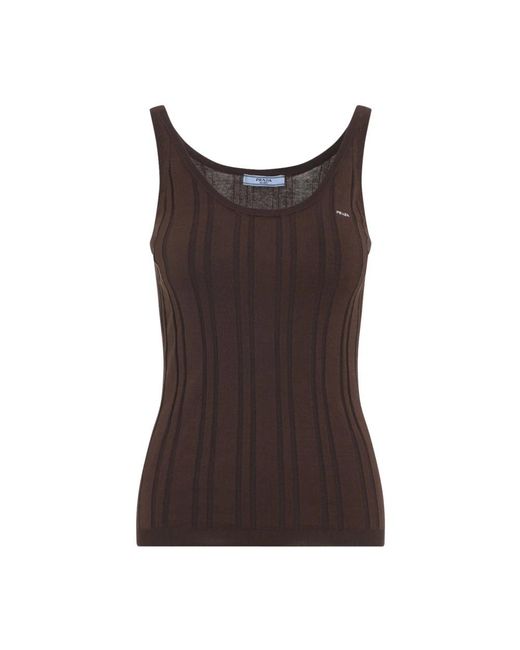 Sleeveless Tops Prada de color Brown