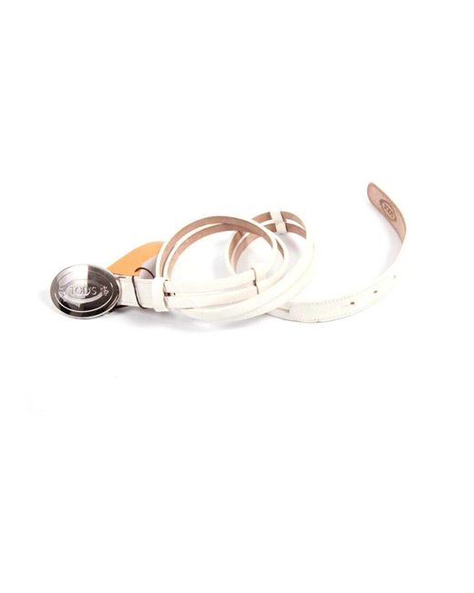 Tod's Metallic Weißer ledergürtel