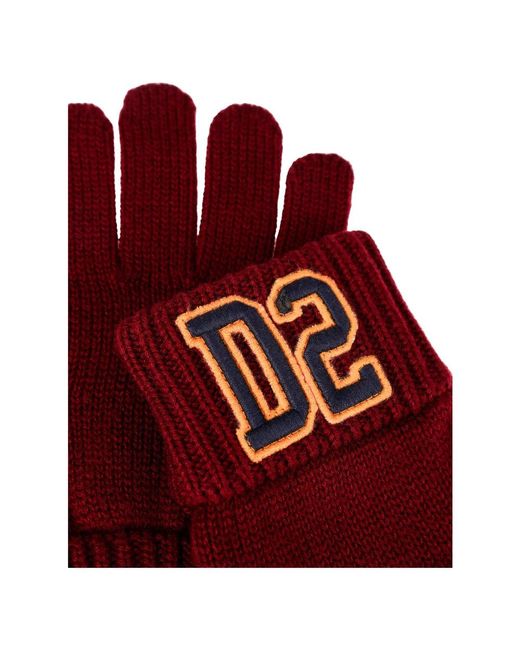 DSquared² Red Gloves for men