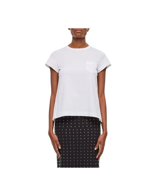 Sacai White Weißes T-Shirt Mit Lockerer Passform