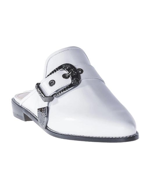 Stuart Weitzman Blue Weiße Leder-Mules