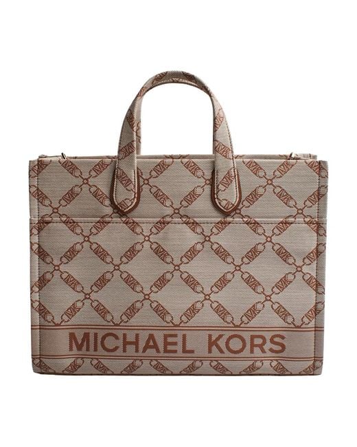 Michael Kors Brown Jacquard Chain Tote Tasche