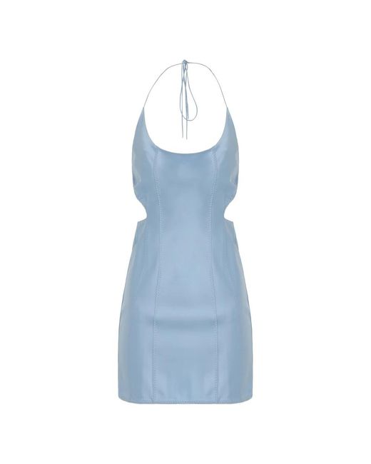 Anna October Kleedjes ,Blauw ,Satijn Mini Satijnen Jurk in het Blue