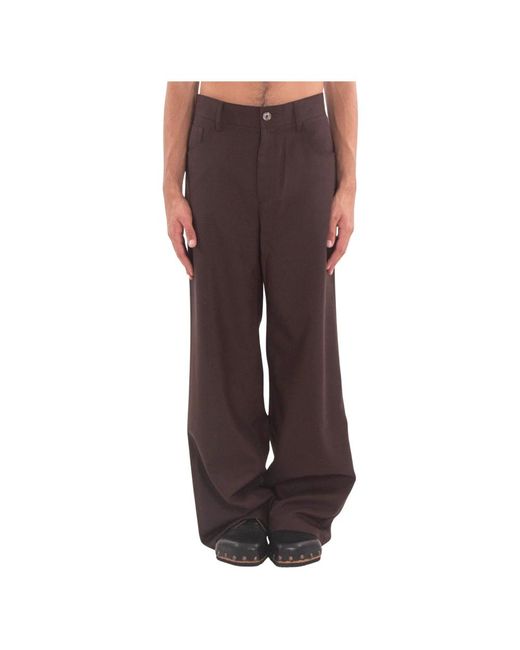 Séfr Jiro Wool Wide Pants in het Brown voor heren