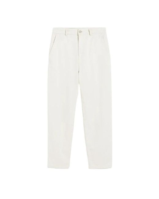 Pantalón de algodón corte zanahoria doble costura Max Mara Studio de color White