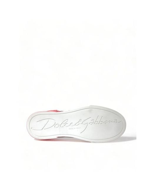 Dolce & Gabbana Red Weiße rote portofino schnürschuhe