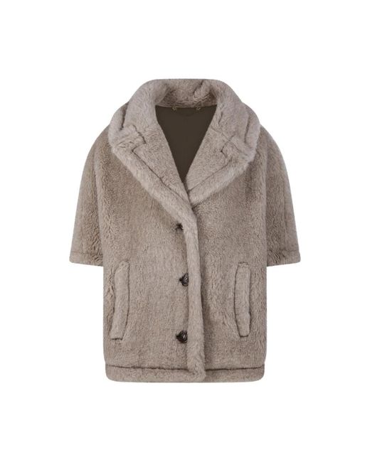 Max Mara Gray Faux Fur & Shearling Jackets