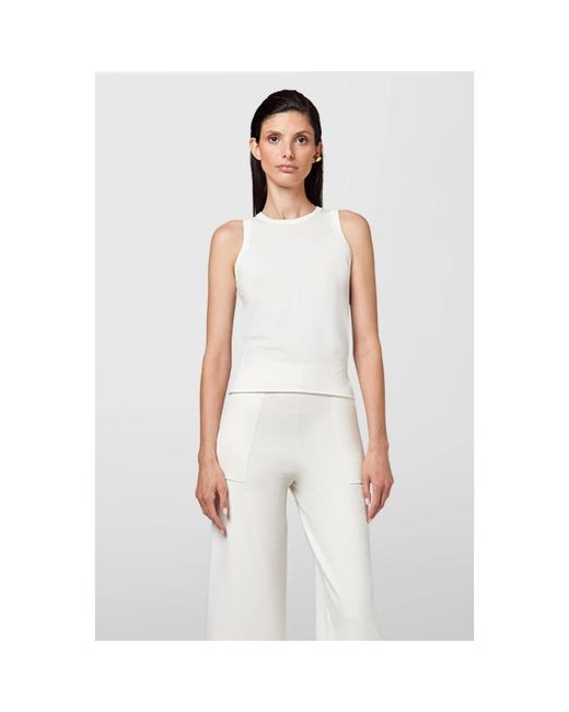 Alpha Studio Ribgebreide Top in het White