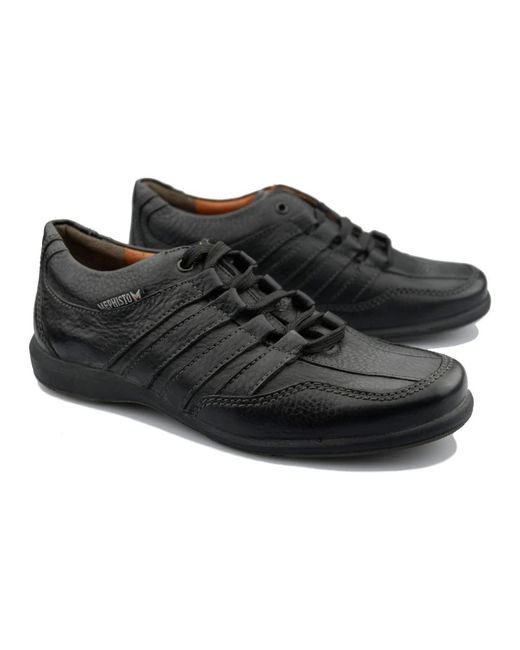 Mephisto Zwarte Veterschoen Voor in het Black voor heren