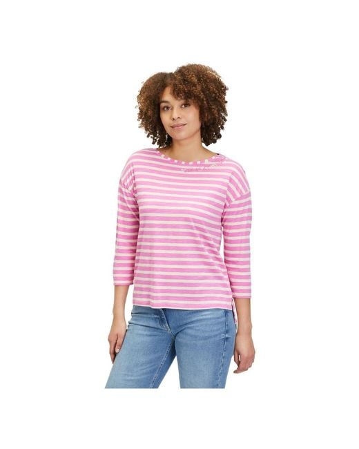 Betty Barclay Pink Geringeltes shirt mit seitenschlitzen
