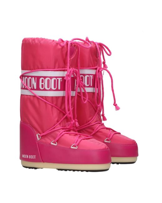 Moon Boot Pink Wasserdichte nylon winterstiefel