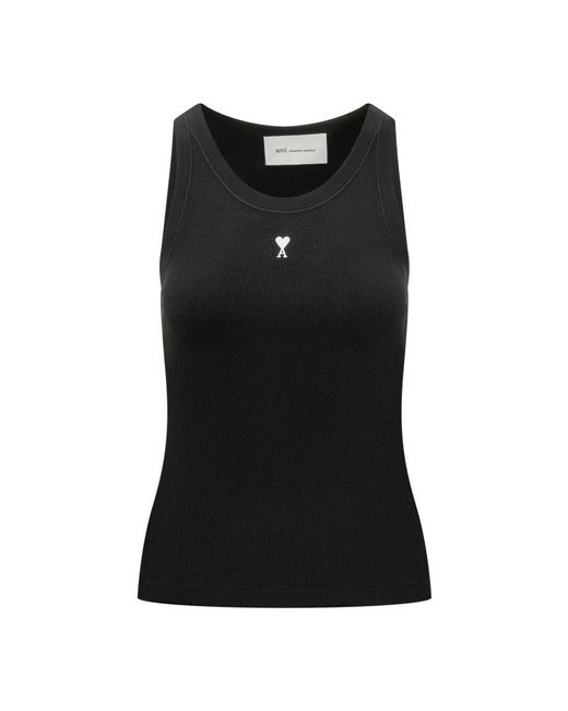 AMI Black Sleeveless Tops