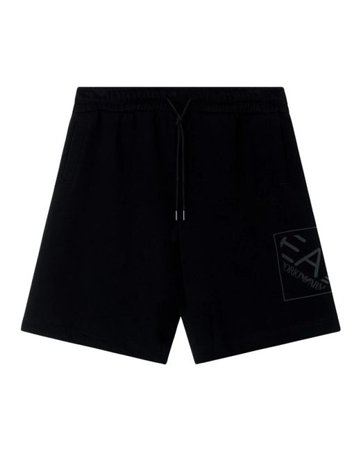 EA7 Black Casual Shorts for men