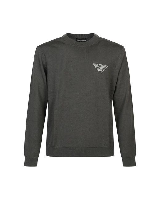 Emporio Armani Gray Round-Neck Knitwear for men