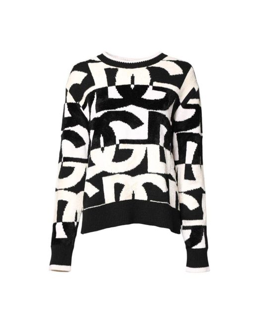 Dolce & Gabbana Black Luxuriöser Logo Print Pullover Sweater