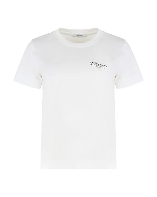 Givenchy Tops ,Wit ,Katoen T-Shirt Van Katoen Met Stamp-Print in het White