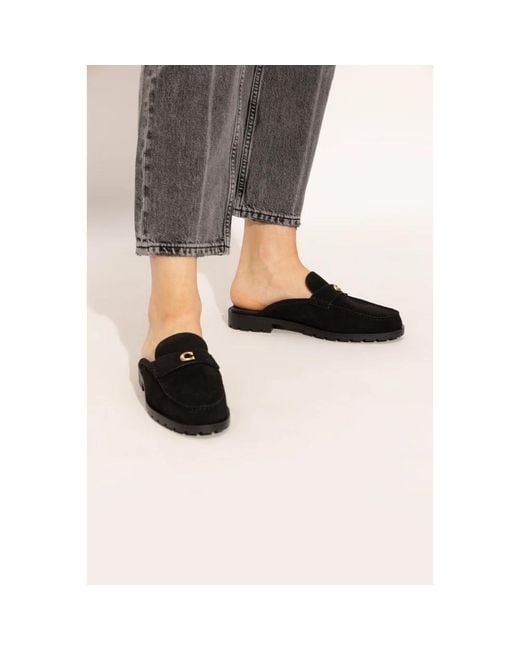 COACH Black Slides Mit Logo