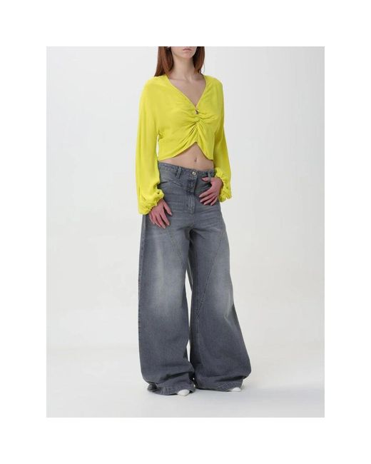 Elisabetta Franchi Yellow Seiden Twisted Bluse