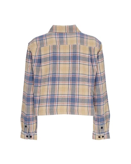 Obey Overhemden ,Veelkleurig ,Katoen Vintage Blauw Flanellen Overhemd Lange Mouw in het Blue