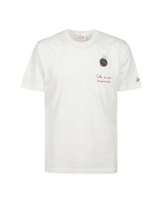 Mc2 Saint Barth Weiße baumwoll-t-shirt mit roter stickerei in White für Herren