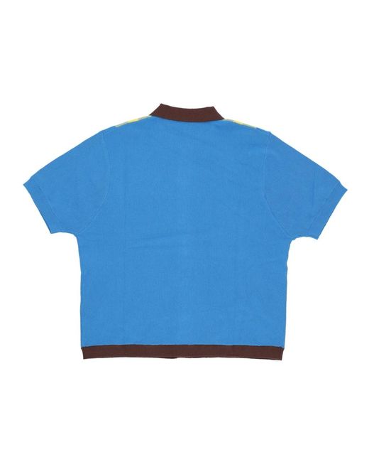 ICECREAM Truien & Vesten ,Veelkleurig ,Katoen Blauwe Jacquard Gebreide Korte Mouw Vest in het Blue voor heren