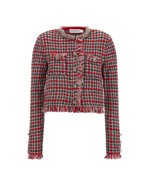 Self-Portrait Red Cropped Jacket