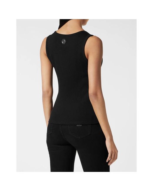 Top Sin Mangas Hexagonal Philipp Plein de color Black