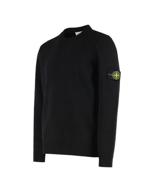 Stone Island Black Round-Neck Knitwear for men