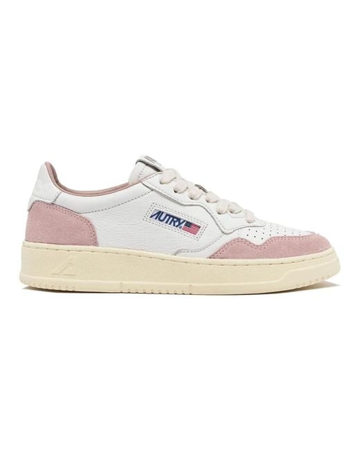 Autry Retro Medalist Weiße Rosa Sneakers in White für Herren
